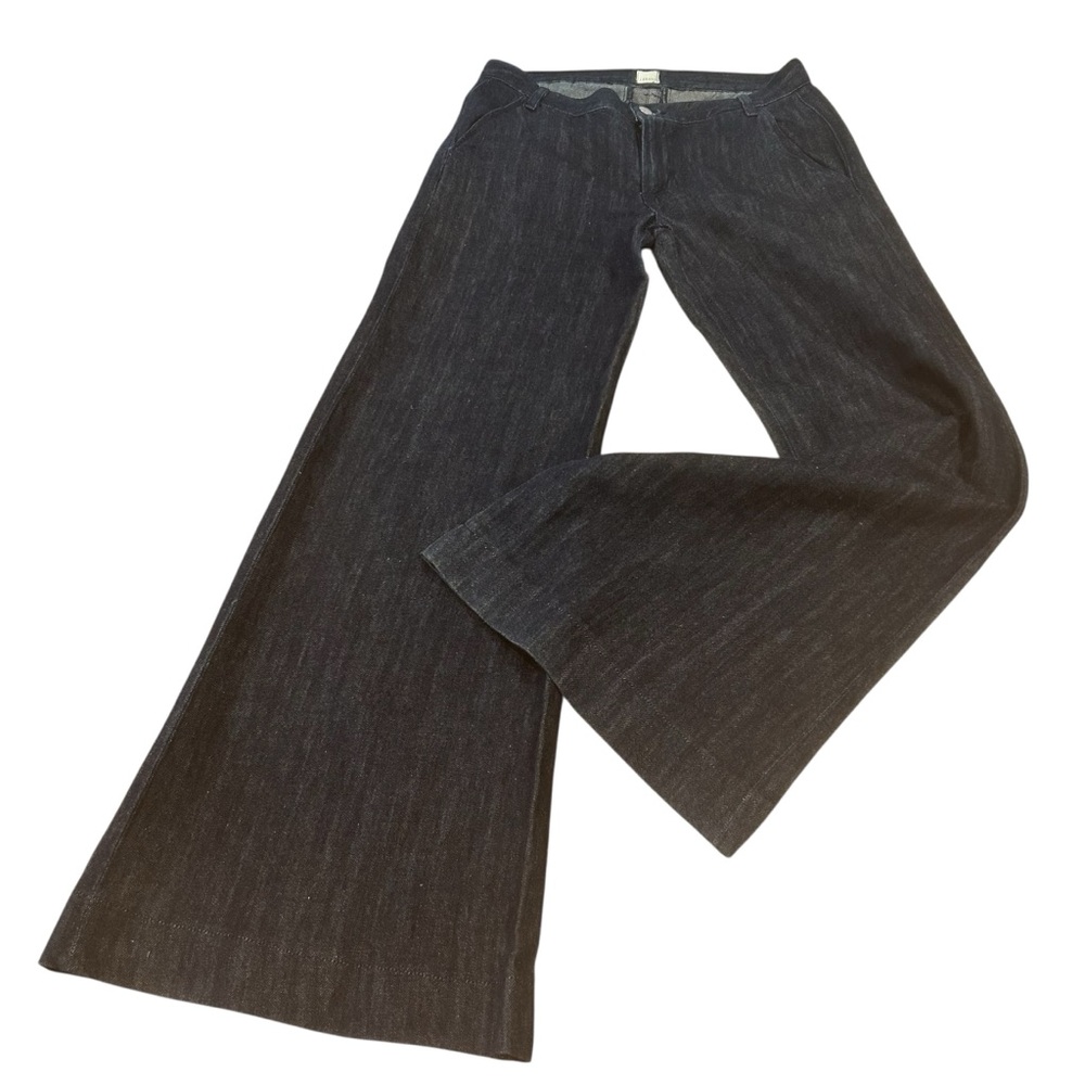 J Brand Wide Leg Flare Jeans Sz 28 Dark Wash Y2K Made in USA Cotton Linen Denim - Picture 5 of 14